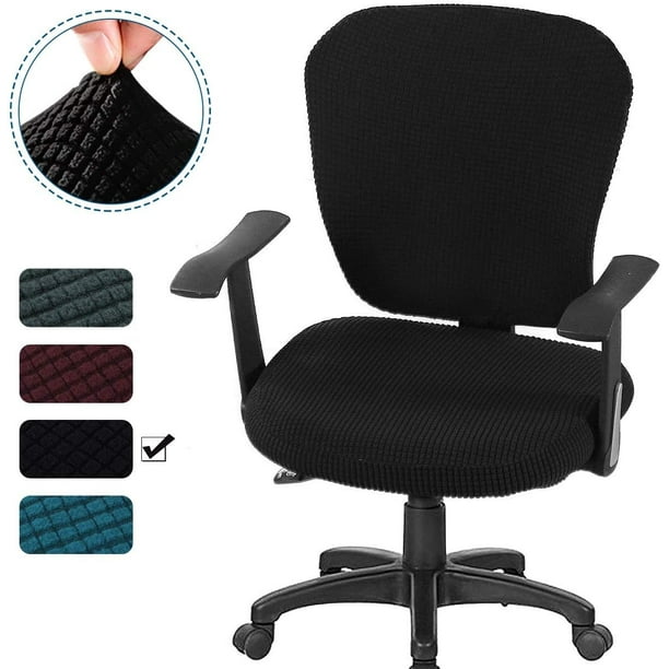 Funda para silla de oficina, 2 piezas, elástica, universal, para ordenador, giratoria, lavable, de licra