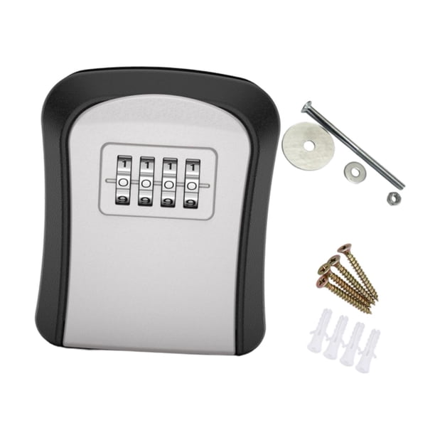 Caja de bloqueo de llave caja de contraseña de 4 dígitos Código de 4 dígitos Fácil de instalar Combinación de almacenamiento de llave de repuesto para Gris