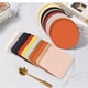 thumbnail image 4 of XmhyTop Juego de 4 Posavasos Rectángulo de Piel Suave con Costura Decorativa, Ideal para Tazas, Mesas de Madera y Decoración Hogar, 3.6 Pulgadas, Rosa, 4 of 4