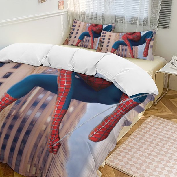 Spider-Man 3-Piece Twin Bed Set - Includes 1 Single Quilt And 2 Pillow Cases Bedding - Fade Resistant Microfiber - Spider