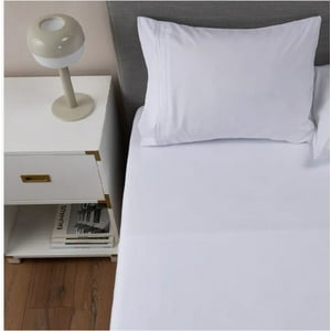 Atlas - Sabana Ultra Suave + Funda Bordada 1.5 Plazas Blanco