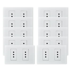 Want - Pack 10 Tomacorriente Doble Metálico 10A - Blanco