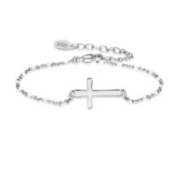 Pulsera Heshpaws S925 Sterling Silver Cross Ajustable Plata