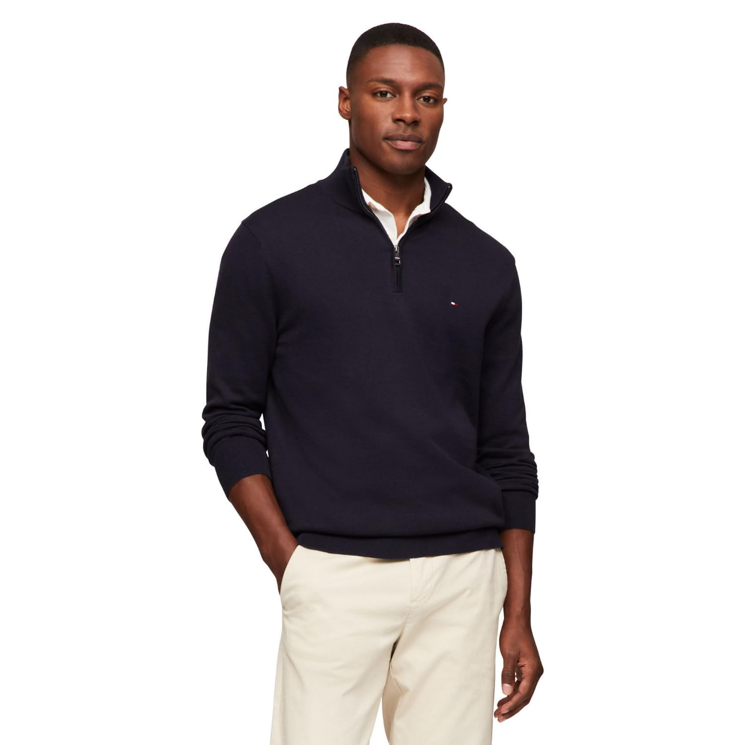 Tommy Hilfiger - Jersey Essential De Algodón Con Cierre De Cremallera Para Hombre