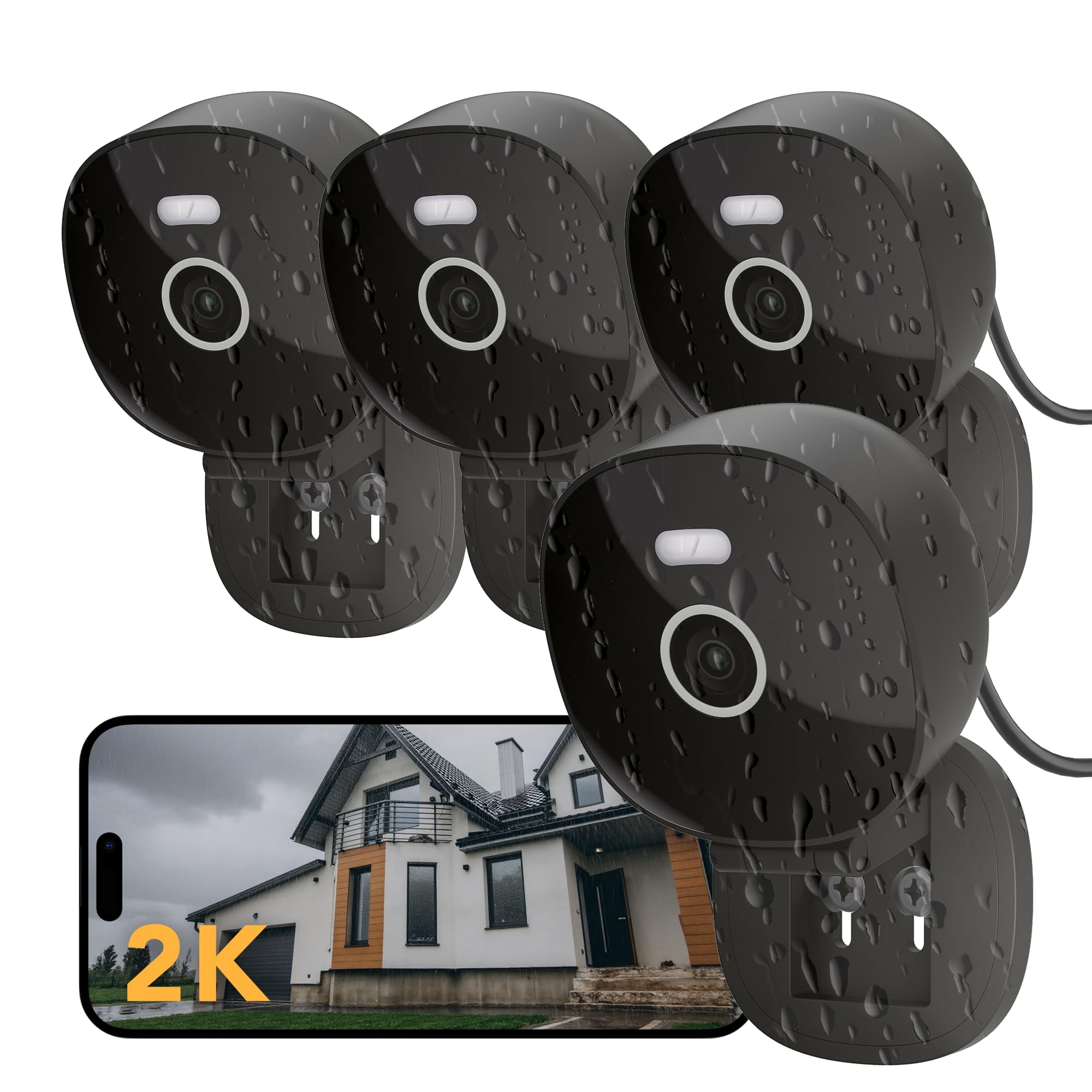 Cámara De Seguridad Famviva 2k Cableada Exterior/interior Ip65 Negro-4p