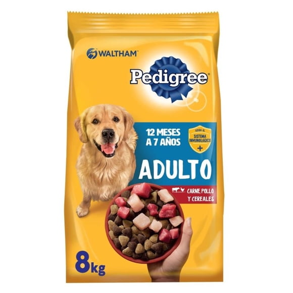 Pedigree Para Perros Adultos Carne, Pollo Y Cereales 8 Kg.
