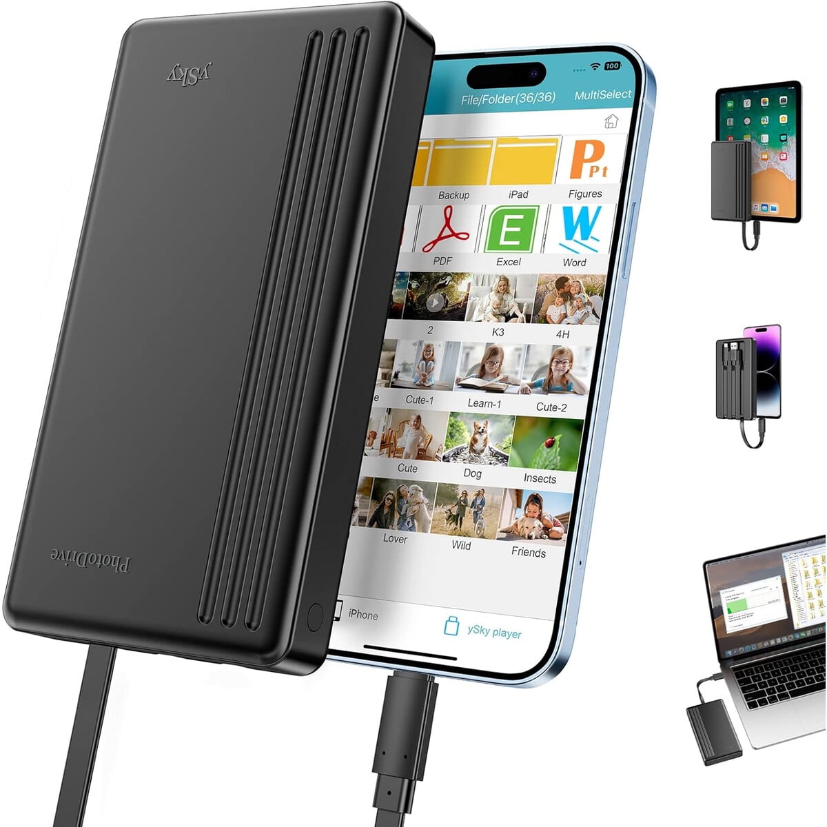 Disco Duro Externo Ysky 2tb Usb Lightning Usb-c Iphone Ipad Mac
