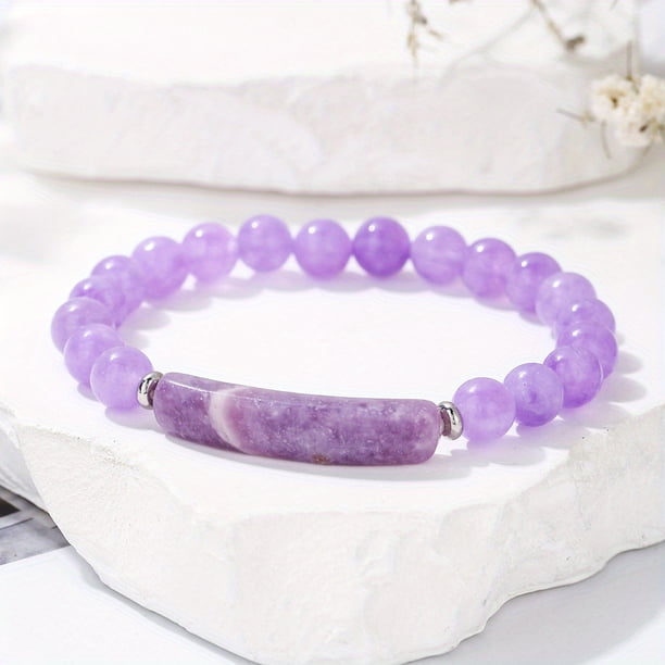 1pc Natural Semi-Precious Stone Rectangular Body Energy Yoga Bracelet