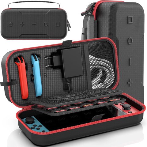 Bolsa Aaronmei Switch Compatible Con Nintendo Switch Oled Grande Negro+Rojo