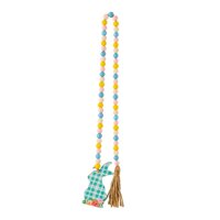 Magideal - Rústico Pascua Grano De Madera Guirnalda Primavera Boho Granos Adorno Colgante Con Borlas Colgante De Pared Para El Hogar Granja Festival Decoración Conejo Azul 81X5X3Cm