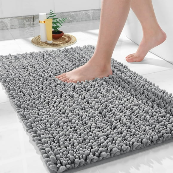 Alfombra de baño Yimobra Soft Shaggy Chenille, 80 x 50 cm, color gris