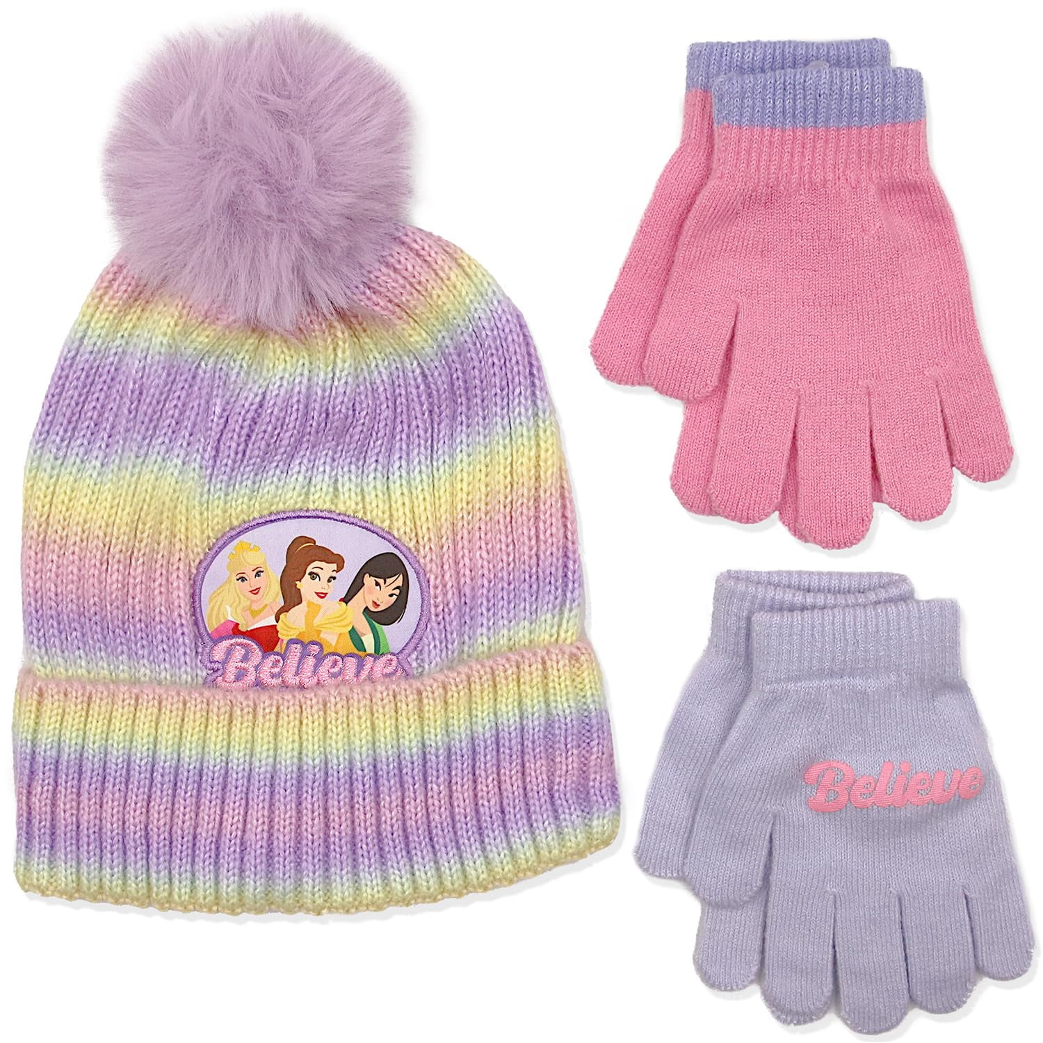 Set De Gorro Y Guantes De Invierno Disney «believe» Pastel Princess