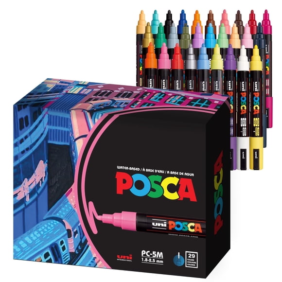 Marcadores Posca 5 m Puntas Reversibles Medianas Juego 29