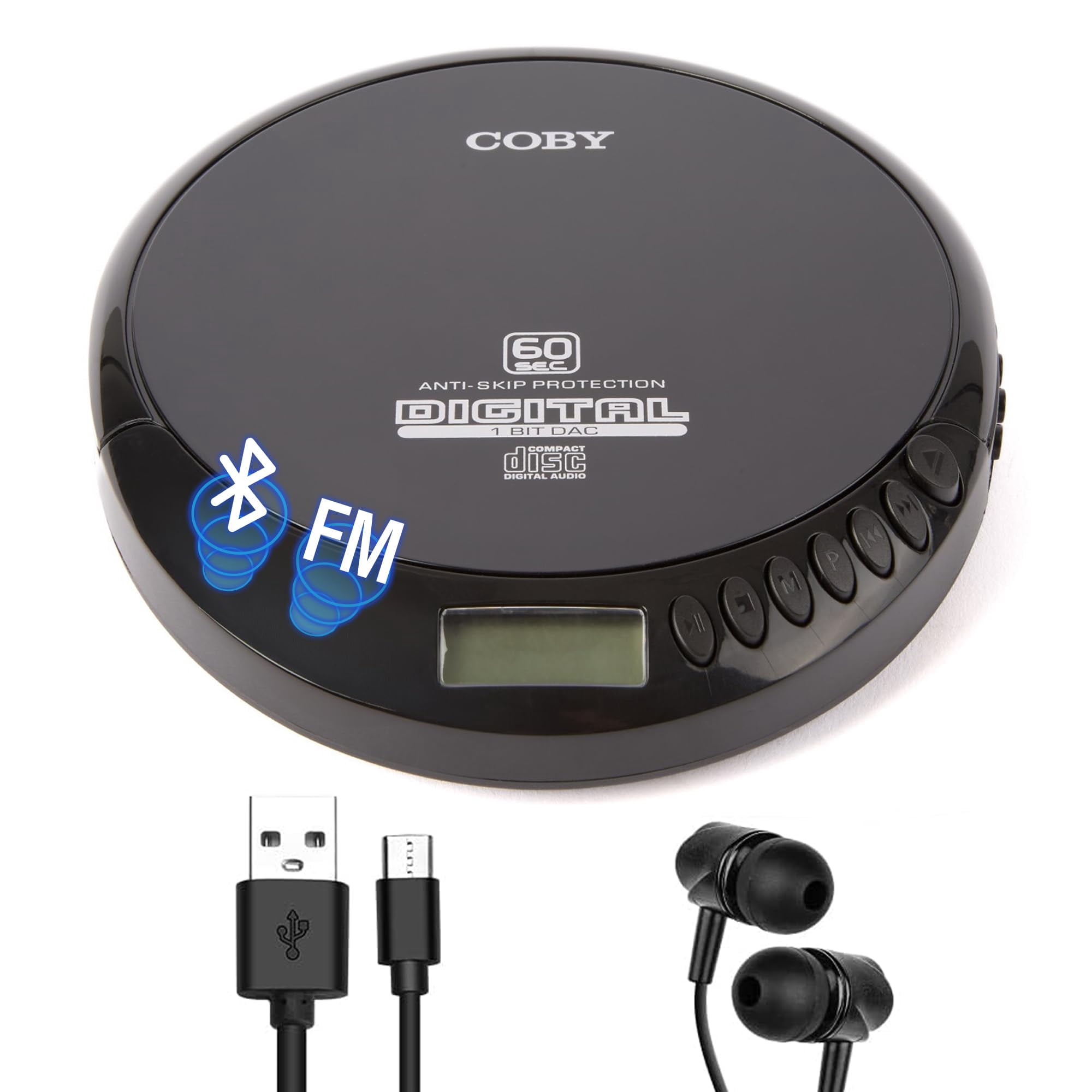 Reproductor De Cd Coby Cd201 Portátil Bluetooth Con Radio Fm Y Aux