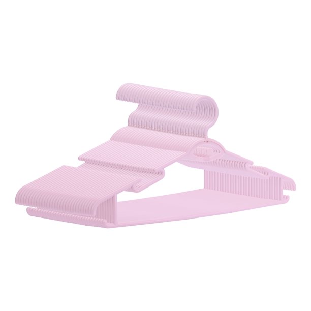 30 Paquete de Perchas de Plástico Antideslizantes, Perchas Duraderas que Ahorran Espacio con Rotación de 360 Grados para Ropa, Armario, Mantas, Pantalones o Camisas Rosa