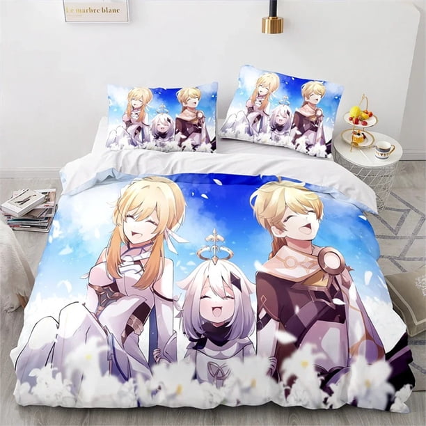 Genshin Impact Bedding SetDuvet Cover Comforter Bed Set Quilt Cover Pillowcase Boys Girls Adults