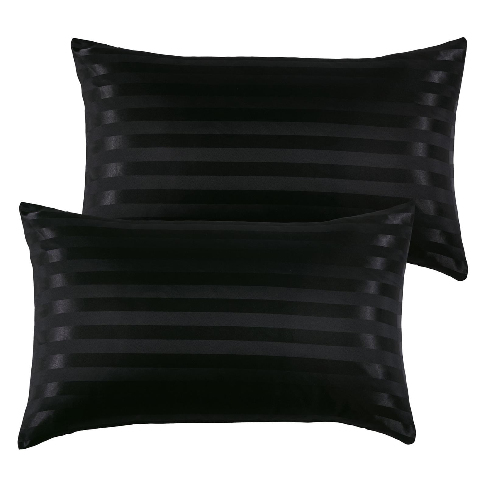 Bothyi - 1 Par De Fundas De Almohada De Satén De Seda Transpirable Suave Para Dormitorio Lavable A Máquina Negro