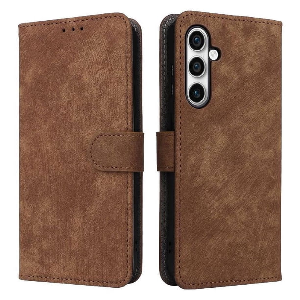 Funda Billetera para Samsung Galaxy S24 FE con Soporte - Cartera de Cuero con Ranuras Marrón