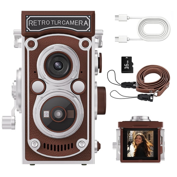 Cámara JH Mini Retro TLR 24 MP 1080P FHD Zoom 16x