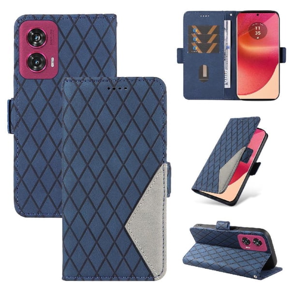 Funda Cartera para Motorola Edge 50 Fusion 5G con Tarjetero Soporte y Correa Azul