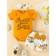 thumbnail image 2 of 3pcs Baby Girls Cute "Auntie Is My Bestie" Short Sleeve Onesie & Floral Shorts & Headband Set Clothes, 2 of 5