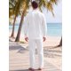 thumbnail image 3 of INSPIRE CHIC Conjunto de 2 Piezas de Lino Camisa de Manga Larga Pantalones con Cordón M Blanco, 3 of 5