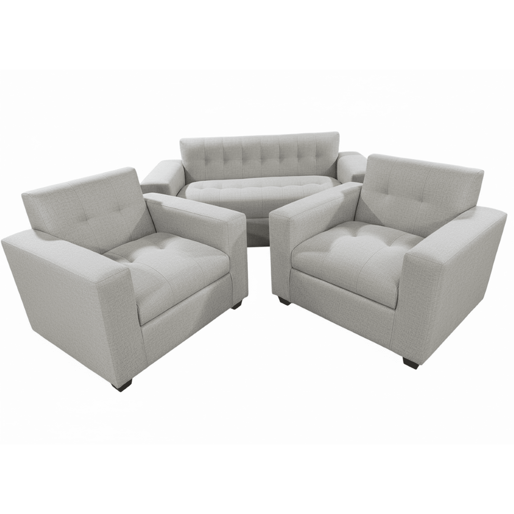 Muebles New - Juego De Living Tres Cuerpos Gris Lino