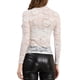 thumbnail image 3 of INSPIRE CHIC Blusa de Encaje Floral Transparente de Manga Larga con Cuello Alto para Mujer M Blanco, 3 of 7