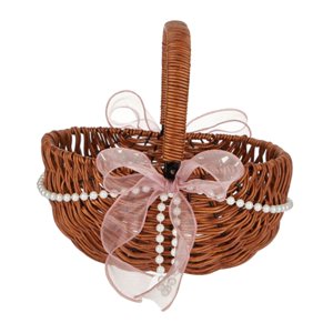 Bothyi - Cesta De Flores Pequeña Tejida, Cesta De Regalo Portátil Para Bodas, Acampadas, Reuniones, Color Marrón Claro M