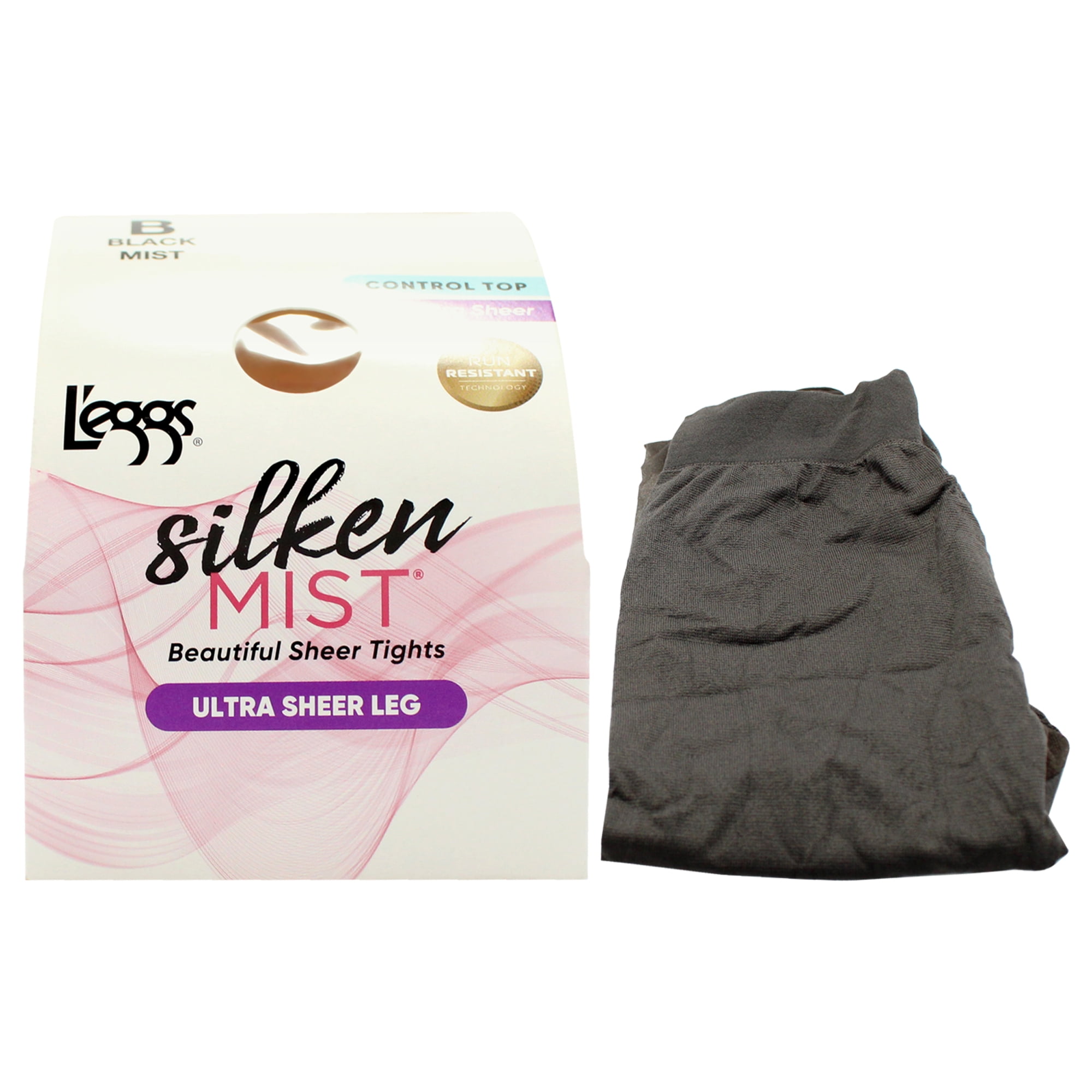 Medias Transparentes De Seda Silken Mist, Ultra Transparentes, Lsm200 Black Mist De Leggs Para, 1 Par (b)