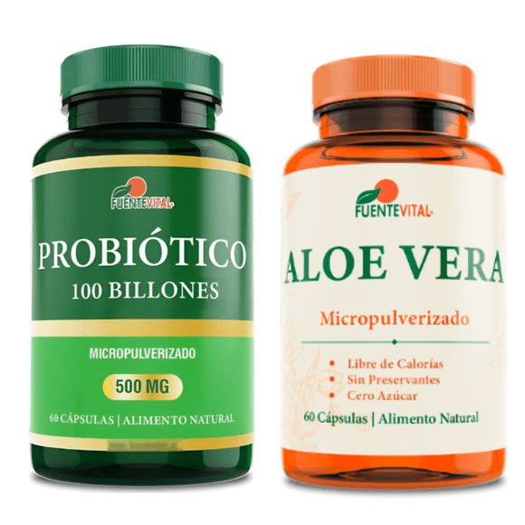 Probiótico 100 Billones 10 Cepas + Aloe Vera | Pack Flora Intestinal y Bienestar Digestivo
