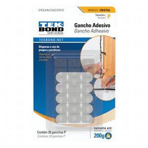 Ganchos Adhesivos Plástico Cristal P - 0.2Kg 20Un. - Tekbond