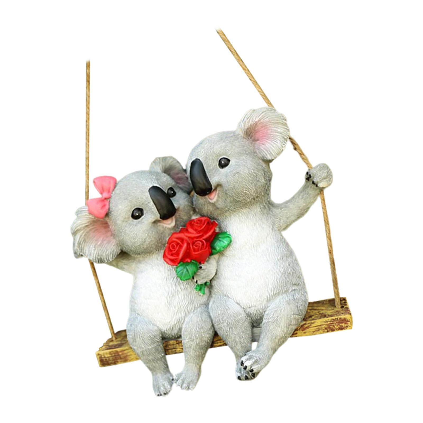 Magideal - Cuerda Escalada Koala Adorno De Jardín Columpio Resina Animales Libre Muñeca Adornos De Césped Vívidos Estatua De Animales Para Jardín