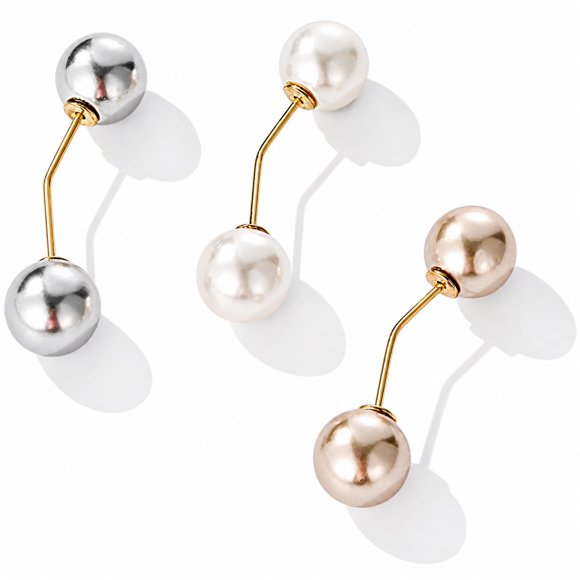 Broches WGEGO Pack de 3 con perla sintética de aleación blanco/plata