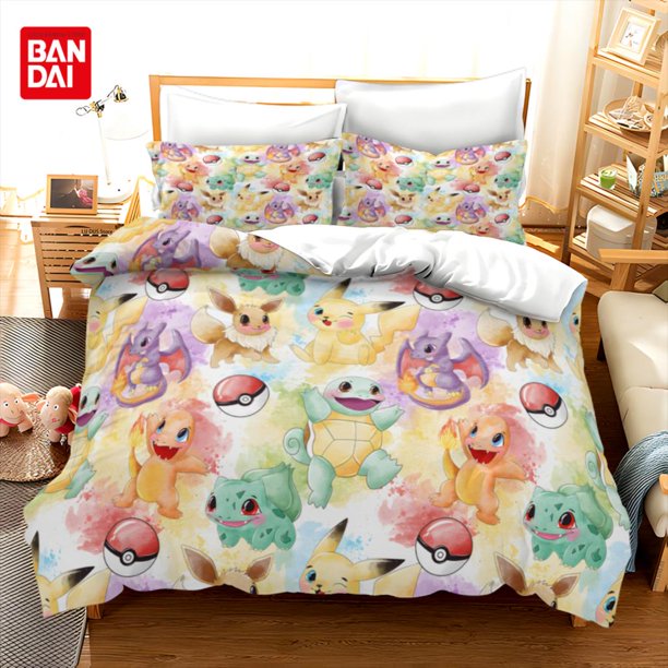 Pikachu Bedding Set Hot Pokemon Duvet Cover Quilt Cover Pillowcase Double Queen King Size Kids Bedroom 3D Home Textile Bed Sheets