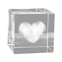 Magideal - Cubo De Cristal 3D Pisapapeles Recuerdos Grabados Adornos Artesanía Cubo Señal Meteorológica Para Cumpleaños Regalo De Navidad Boda Decoración Corazón