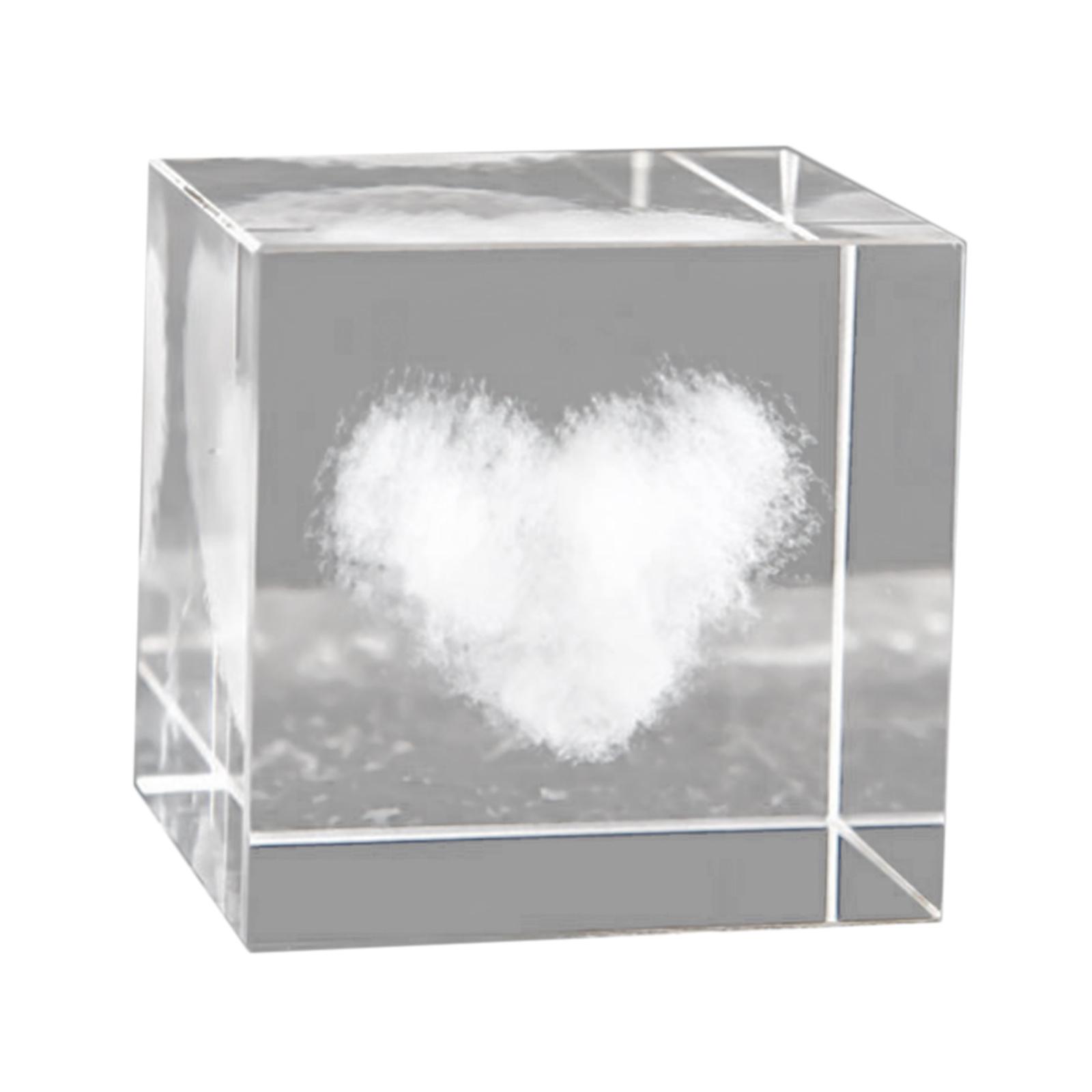 Magideal - Cubo De Cristal 3D Pisapapeles Recuerdos Grabados Adornos Artesanía Cubo Señal Meteorológica Para Cumpleaños Regalo De Navidad Boda Decoración Corazón