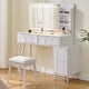 thumbnail image 3 of Modern Makeup Vanity Desk with LED Lights & Mirror, 4 Drawer Dressing Table Set with Stool, 3 Colors Dimmable Brightness, Space-Saving for Bedroom, White, 3 of 3