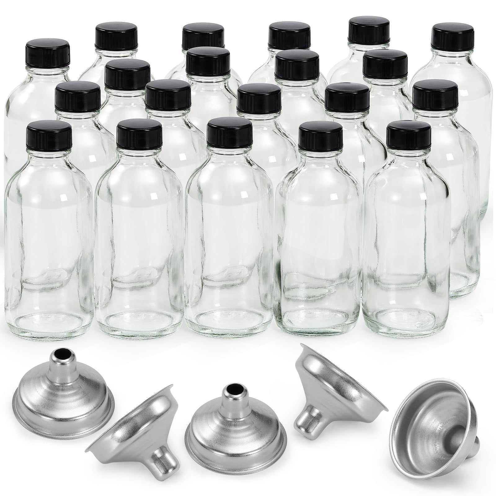 Botellas De Vidrio Aozita 120 Ml Con Tapas Y Embudos, Paquete De 20