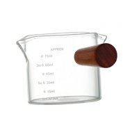 Magideal - Taza Medidora De Café Expreso De Vidrio De 100Ml, Jarra De Vidrio Transparente, Báscula Doble, Mango De Madera Para Barman Profesional, Café, Horneado Estilo B