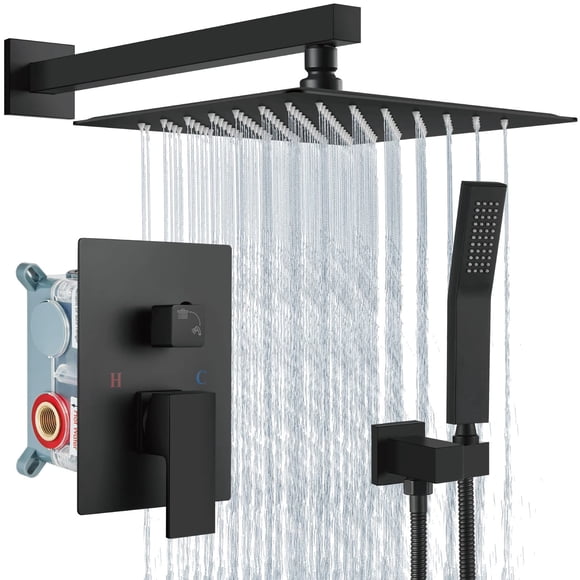 Juego de grifos de ducha Aolemi Rain Shower System, color negro mate