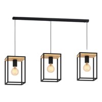 Genérico - Lámpara Colgante Industrial 3 Luces Marco Metal Madera Jhn