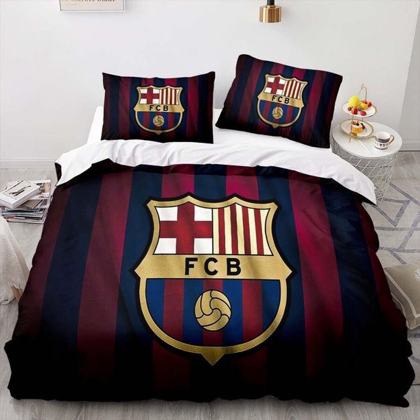 FC Barcelona Football Club Logo Quilt Duvet Cover Set Bedclothes Soft3-Piece Bedding Set