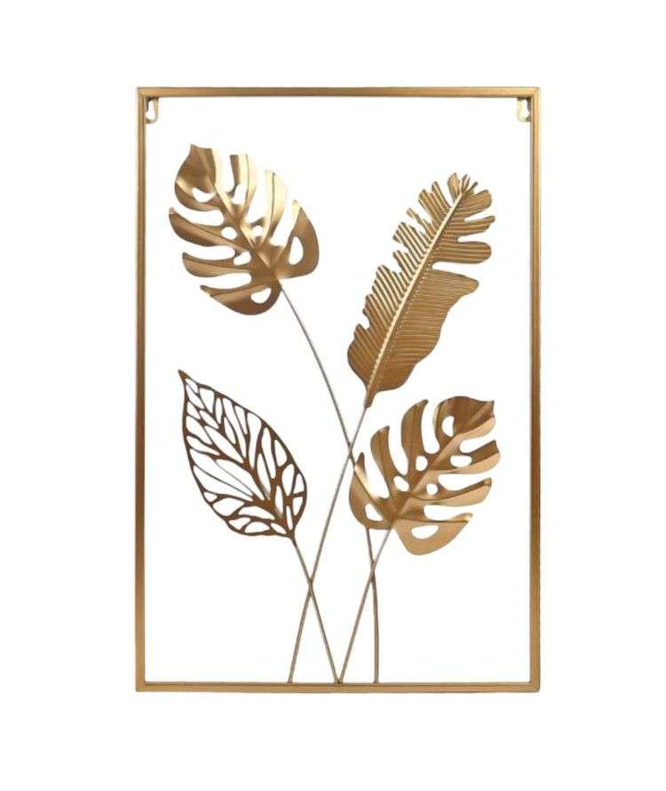 Oem - Adorno Decorativo Hojas Cuadro Estilo Metal 60X40Cm