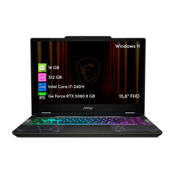 Notebook Gamer MSI Cyborg 15 Ultra Core 7 240H 16GB 512GB SSD RTX 5060 8GB 15.6"FHD 144Hz W11