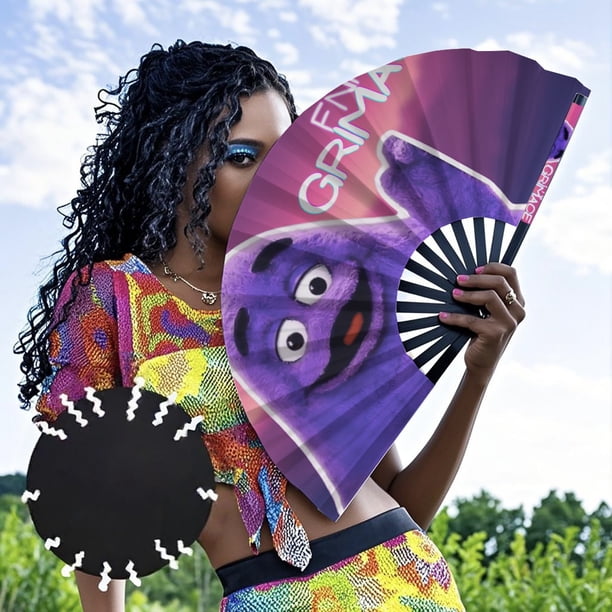Grimace Abanico Plegable Chino Abanico De Mano De Poliéster Plegable Abanicos Para Baile Fiesta Hogar Adecuado Para Hogar Oficina Fiesta