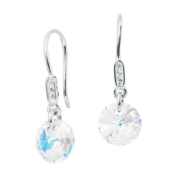 Aros Punto de Luz Plata Italiana 925 y Cristal Aurora Boreal