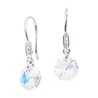 Joyas Montero - Aros Punto De Luz Plata Italiana 925 Y Cristal Aurora Boreal