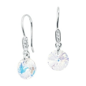 Joyas Montero - Aros Punto De Luz Plata Italiana 925 Y Cristal Aurora Boreal