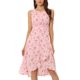 thumbnail image 1 of INSPIRE CHIC Vestido Midi Sin Mangas con Estampado Floral de Halloween para Mujer con Volante en el Bajo Rosa XS, 1 of 5